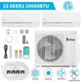 Winado - 20000 BTU Wifi 2 Zone 9K+ 9K AC Ductless Mini Split Air Conditioner & Hea