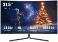 Titan-army - 31.5” Curved Gaming Monitor, IPS 1ms 240Hz 2K QHD FreeSync 95% DCI-P3 w/ HDR400 (DisplayPort, HDMI) - Black--6596920