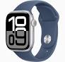 Apple Watch Series 10 (GPS+Cellular) 42mm Aluminum Case with Denim Sport Band - S/M - Silver (unlocked)