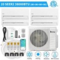 Winado - 38000 BTU WIFI 4 Zone 20 SEER2 AC Ductless Mini Split Air Conditioner Heat Pump: 4 x 9000 BTU w/24.6 Ft Copper Line Set - White